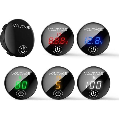AOIXBCUROC LED Display Digital Voltmeter, Car Motorcycle DC 5V-48V, Battery Capacity Display Voltmeter with Touch ON OFF Switch