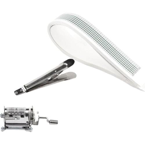 DIY Tune Hand Crank Music Box Movement + Hole Puncher +20 Paper Tapes Song Maker