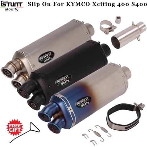 Xciting 400 Motorcycle Double hole Exhaust Muffler Escape Middle Link Pipe With Moveable DB Killer For KYMCO Xciting 400 S400