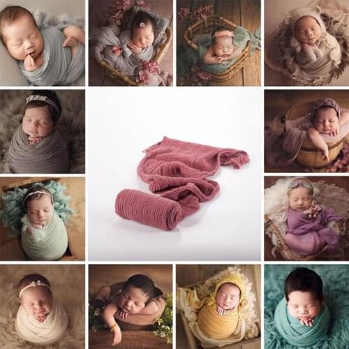 40*180cm Newborn Photography Props Cotton Muslin Stretch Wrap Cloth Fotografie Maternity Scarf Baby Blanket Infant Photo Props