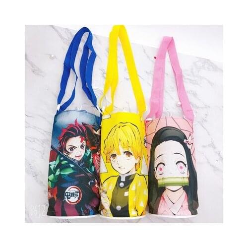 LISM Kimetsu no Yaiba 88418 Anime Portable Lunch Bags Cartoon Picnic Water bottle Bag Handbag Storage Girls Gifts