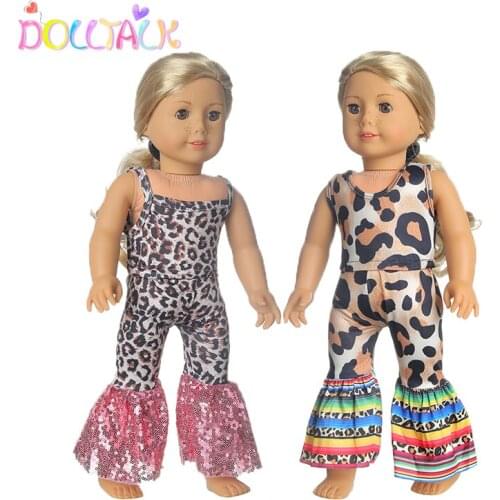 Fashion Summer Personalized Cool Leopard Doll Clothes Suit For 18 inch American& DIy Dolls Toys For 43cm Bebe Reborn Dolls