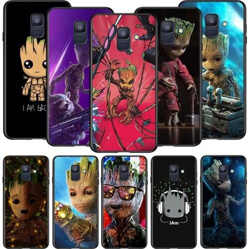 I AM Groot Marvel Soft TPU For Samsung Galaxy A8 A9 A7 A750 A6 A5 A3 A6S A8S Star Plus 2016 2017 2018 Black Phone Case