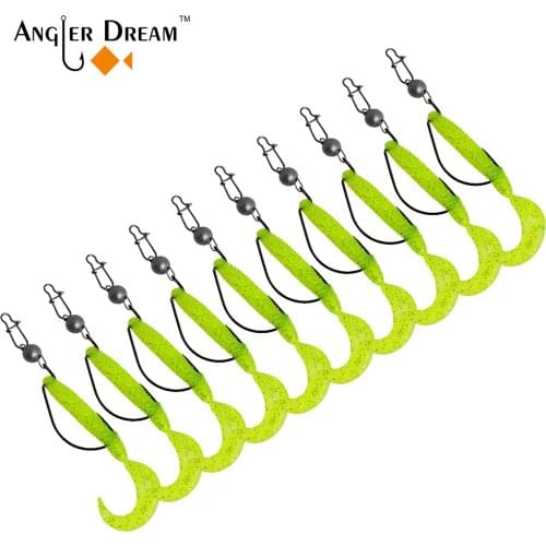 Fishing Lures Set Mixed Soft Baits Plastic Lures Kit 2020 & Fishing Hook Set 3/0 & Fishing Swivels Weights Sinkers & Snaps