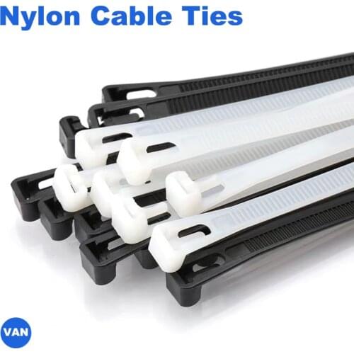 White Releasable nylon cable ties 8*150/200/250/300/400/450may loose slipknot tie reusable packaging Plastic Zip Tie wrap Strap