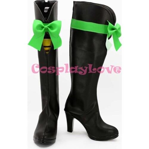 Final Live Minami Kotori Cosplay Shoes Boots With Green Bow From Lovelive! 2 For Halloween Christmas