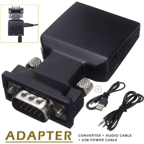 1pc VGA male to HDMI-compatible Female Adapter 3.5mm Jack Full HD 1080P Audio Video Cables Converter Laptop PC to TV HDTV AV