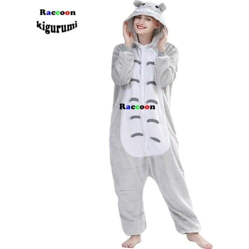 Funny Totoro Kigurumi Cartoon One-Piece Pijama Women Men Suit Boydsuit Animal Onesies For Adults Couple Pajama Overalls Boysuit