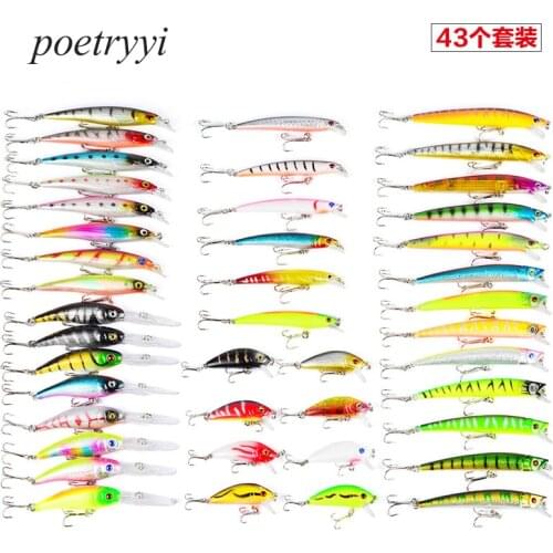 POETRYYI 43pcs Fishing Lure Hard Bait Fish Minnow Artificial Baits Fishing Wobbler Japan Pesca Lure Crankbait Kosadaka 30