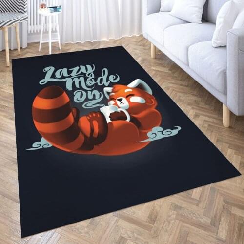 Lazy Mode Red Panda Carpet for Living Room 3D Anime Cartoon Rug Gamer Teen Room Bedside Lounge Rug Kids Children Floor Mats