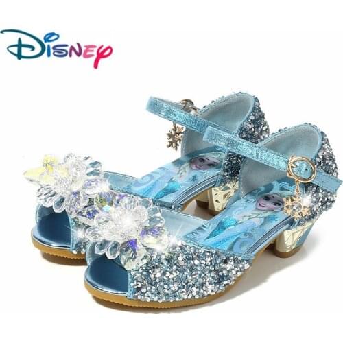 Disney Frozen Princess Girl Sandals Childrens Heighten Summer Shoes With PU/Rhinestone Kid Single Shoes Sandalia Infantil