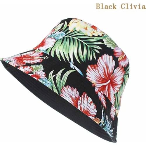 New Women Bucket Hat Spring Summer Printed Sunflower Fashion Fisherman Hat Elastic Double-Sided Soft Cotton Female Sun Hat W063