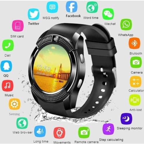 V8 Smart Watch with Camera Sim Card Slot for Android Information reminder Men Bluetooth Sport Watches Women fashion Smart watch