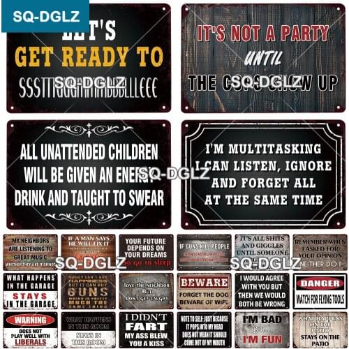 [SQ-DGLZ] Vintage Text Rules Tin sign Metal Sign Plate Poster Wall Stickers Bar Pub Club Decoration Retro Plaque Poster Decor