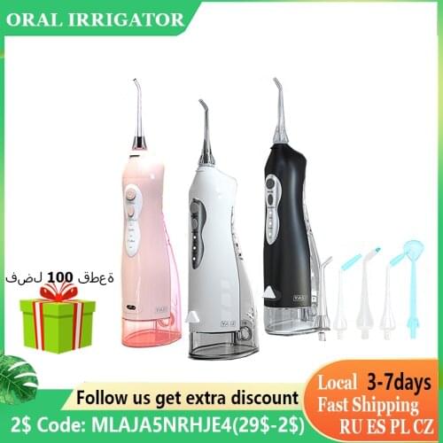 Dental Electric Oral Irrigator 3 Modes Portable Water Flosser Jet Tip 300ML SPA Water Tank Waterproof Teeth Cleaner Family Care