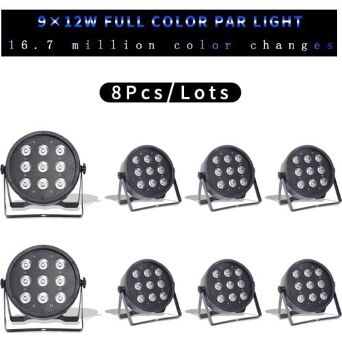 8Pcs/lots Free Shipping 9x12W RGBW 4 in 1 LED Par Lights 9*12w Par Led DMX512 Control DJ Lights Professional Stage Equipment