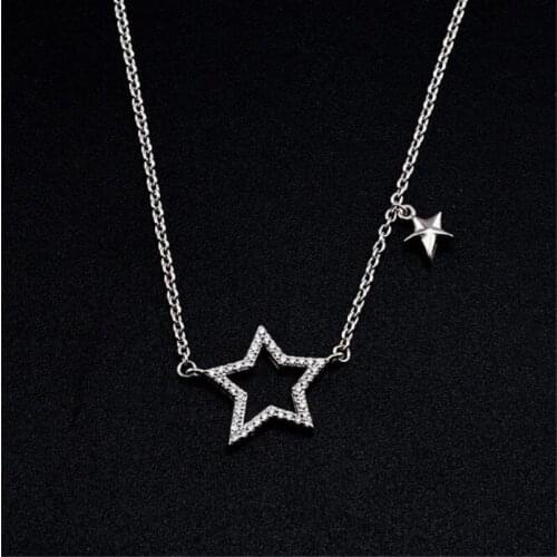 Temperament Fashion Microstrip Star Necklace Necklace Pendant 925 Sterling Silver Jewelry Not Allergic Exquisite Necklaces N070