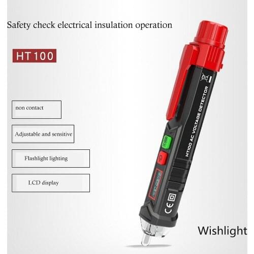 HT100 Voltage Tester Pen AC Voltage Detector Light Alarm Voltage Tester and Dual Sensitivity Tester Sound Anti-contact Voltmeter