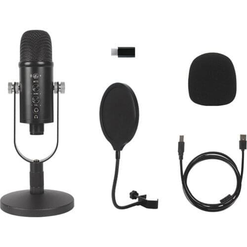 USB Condenser Microphone Professional Gaming Mic For Podcast Noise Reduction Wired Microphone Laptop Computer Accessories