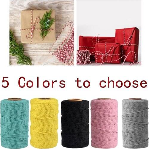2mm*100m Macrame Rope Cotton Twisted Cord Colorful Hand Craft String Thread DIY Home Textile Cord for Party Wedding Decoration