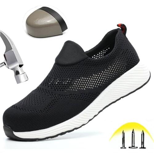 Safety Shoes for Men Work Construction Casual Sneakers Summer Mesh Breathable Lightweight Comfortable Steel Toe Shoes for Women