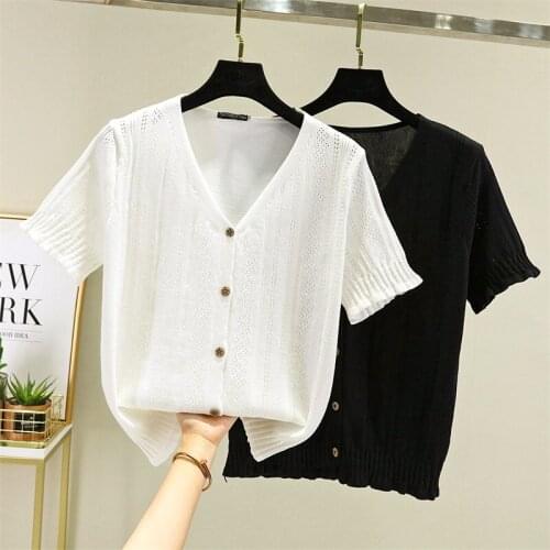 V-Neck Black White Plus Size Spring Autumn Summer Vintage Clothes For Women Oversized T-Shirt Tops Blouses Vetement Femme 2021