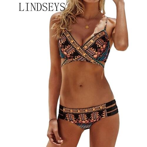 2019 Sexy Bandage Aztec Biquini String Strappy Swim Wear Bathing Suit Swimsuit Beachwear Swimwear Women Brazilian Bikini