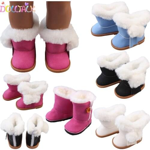 Doll Talk Plush Doll Winter Snow Boots For 18 Inch Doll Toy Zipper Keep Warm Shoes For Girl Boy Dolls Christmas Gift For Kids