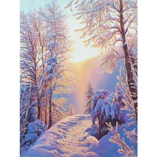 Winter 5d diy diamond painting snow tree pattern full square drill resin 3d round rhinestone diamond mosaic
