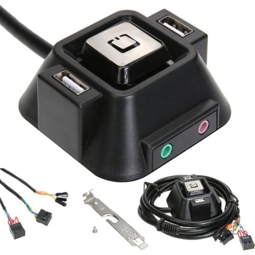 1.2m Desktop Computer PC Case Power Supply on/off Reset Button Switch Block Extender Cable with Dual USB Port Dual Audio Plug