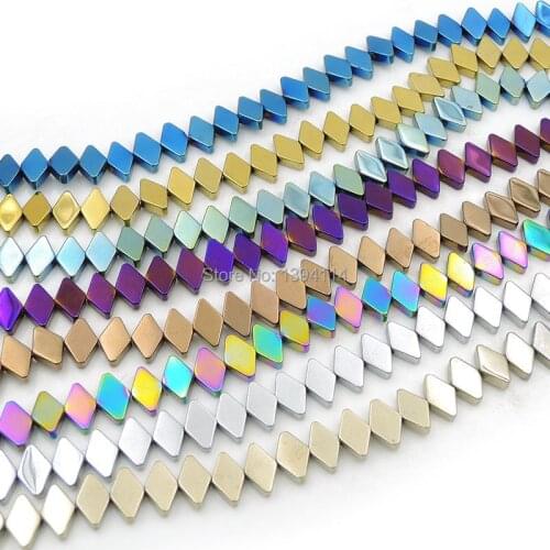 10*6*4mm Titanium Colors Glossy Hematite Rhombus Beads 16 inch Full Strand