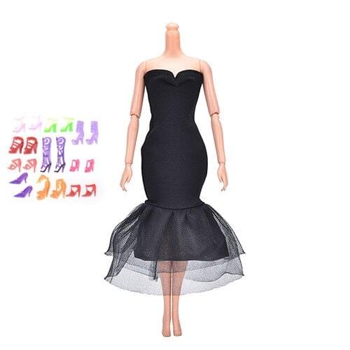 10 Pairs Sandals Copy Crystal High Heels Shoes Dress Evening Dress Clothes for Dolls Doll Accessories Girls Best Gift