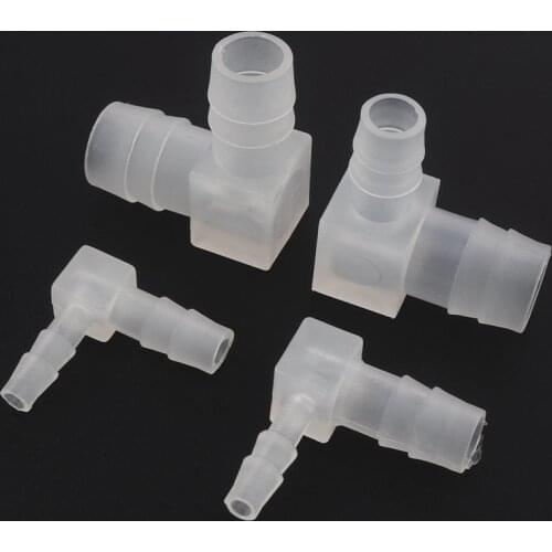 10pcs 3.2~14mm To 2.4~12mm PP 90 Degree Reducing Elbow Connectors Aquarium Fish Tank Pagoda Hose Joints Air Pump Aerator Fitting