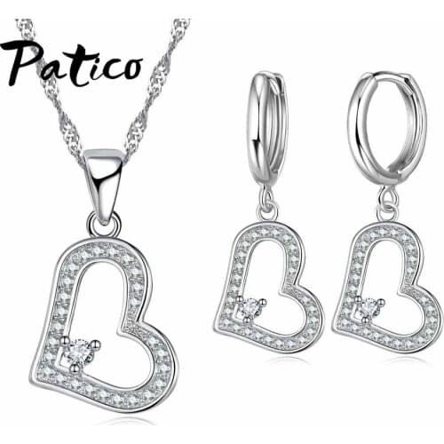 100% 925 Sterling Silver Engagement Jewelry Sets For Women Hollow Heart Style Necklace Earrings Sets Lover Gifts Top Sale