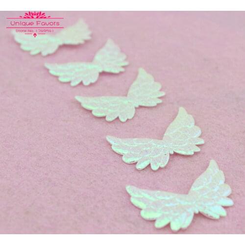 200pcs Double Sided Iridescent Satin Angel Wing Applique Patches Butterflies Party Decor, Nursery Scrapbook, DIY Craft Supply