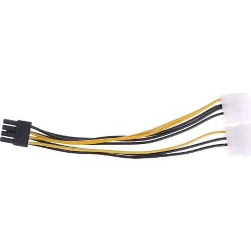 2021 New 2x 4-Pin Molex LP4 To 8-Pin PCI Express Video Card PSU Power Adapter Cable