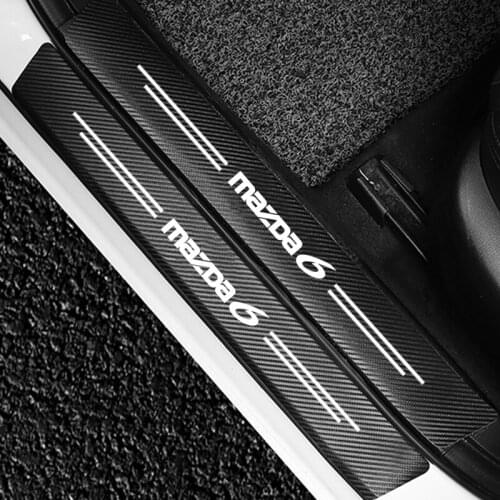 4PCS For Mazda 6 GG GY GG1 GT GH GJ GL 2010 2011 2012 2013 2014 2015 2016 2017 Car Door Sill Scuff Plate Carbon Fiber Stickers