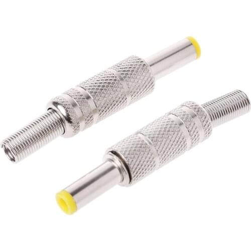 5 Pcs Metal 5.5x2.1mm DC Power Male Plug Jack Adapter Connector with Yellow Head