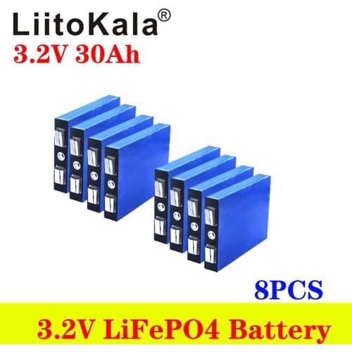8pcs LiitoKala 3.2V 30Ah LiFePO4 Battery Cell 30000mAh Lithium iron phosphate deep cycles for Diy 12V 24V solar energy UPS power