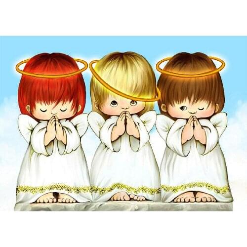 5d DIY Diamond Painting Three baby Angels Full Drill Embroidery Cross Stitch Mosaic Craft Kit Home Decor Religion Christmas Gift