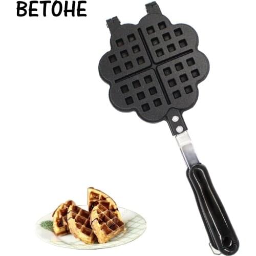 BETOHE DIY Heart Shape Non-stick Metal Waffle Maker Waffle Mould kitchen Cake Baking Dish