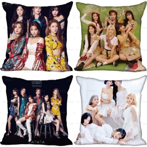 KPOP Girl G-IDLE Pillow Cover Bedroom Home Office Decorative Pillowcase Square Zipper Pillow Cases Satin Fabric 0512