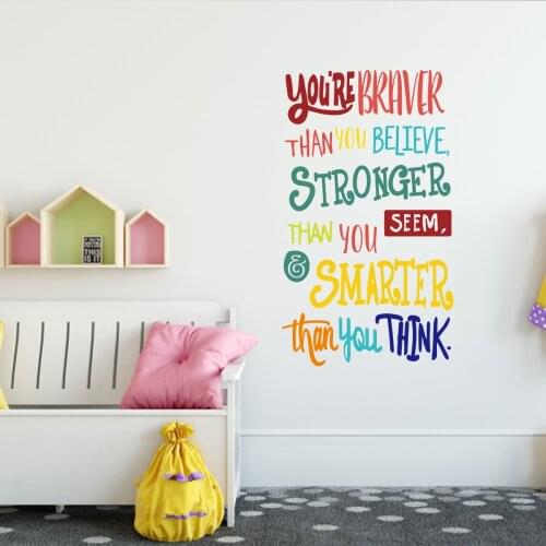 Colored English Words Braver Wall Sticker Paste for Childrens Room Living Room Bedroom Famous Words Kindergarten Activity Room