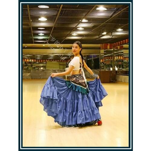 Cotton 4Tiered 18Yards Ats Gypsy Tribal Belly Dance Skirt EH76