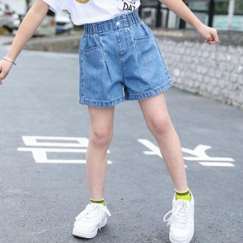 Girls Denim Jeans Shorts Children Fashion Elastic Waistband Jean Shorts For Teen Girls Clothes Summer Kids Casual Clothing