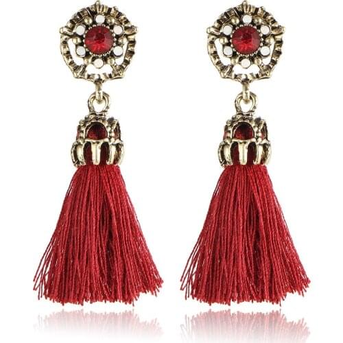 HOCOLE Bohemian Tassel Earrings Hanging Drops for Women Statement Earrings Black Vintage Dangle Earring Jewelry Christmas gift