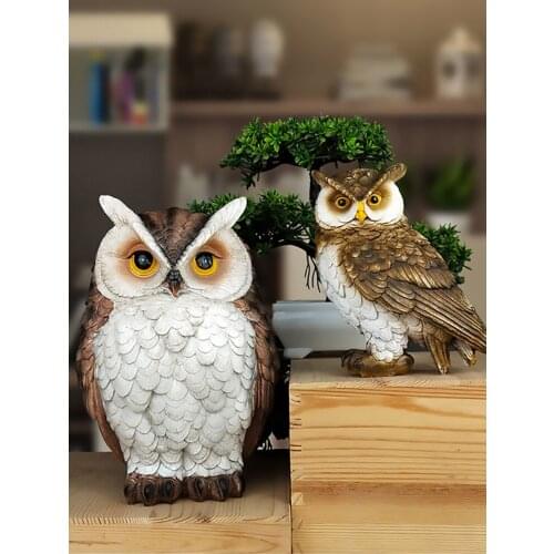 Simulation owl statue room garden decoration resin owl bird statue ornaments home living room decor crafts gifts office decor