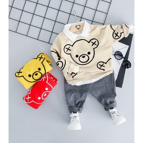 0-4 years High quality spring boy girl clothing set 2019 new casual fashion kid suit children baby clothes hoodies+pant 2pcs