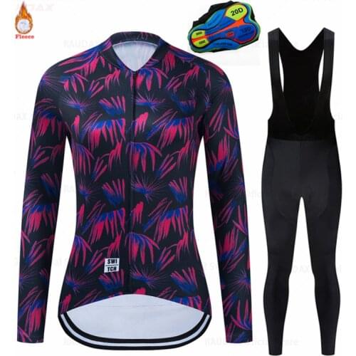 Long Sleeve Cycling Suit Winter Thermal Fleece Set Thermal Fleece Road Cycling Clothes Mens Jersey Suit Sport Riding Bike MTB