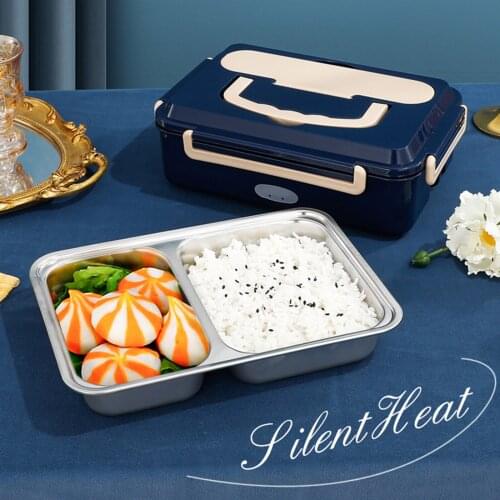 Electric Heating Lunch Box Portable Stainless Steel Food Warmer Removable Rice Box Container Dinnerware Set for Car Truck Home